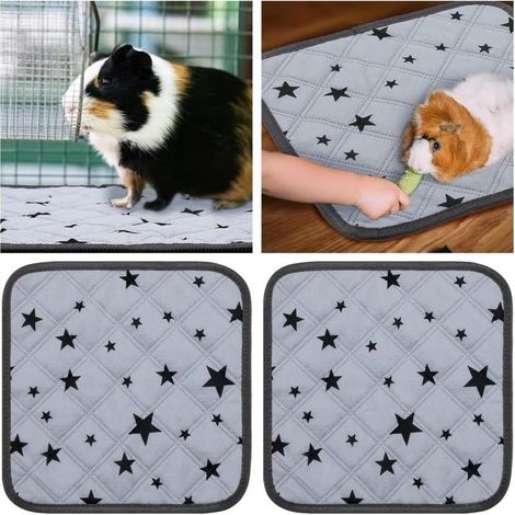 Lot de 2 doublures de cage en polaire pour cochon d'Inde, accessoires absorbants, réutilisables, lavables et antidérapants pour cages de petits animaux, hamster, lapin
