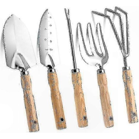 Garten-Set aus Edelstahl – 5-teiliges Handwerkzeugset zum Pflanzen und Gärtnern (1/4)