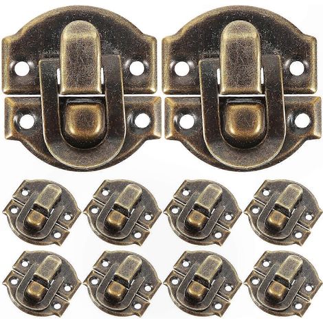 10pcs Verrous de Boîte Antiques en Alliage pour Coffrets en Bois, Crochets et Loquets Rinçage Fini Vieilli, Petite Taille pour Cadeaux et Rangements (1/4)