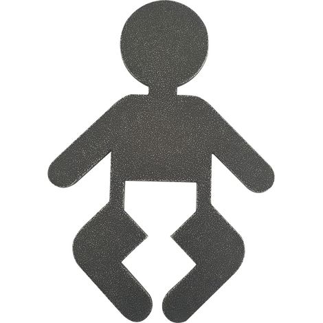 Halcö WC Symbol zum kleben - Wickelraum (Baby) Eisen verzinkt patiniert schwarz