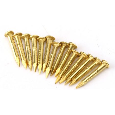 Lot de 100 clous à tête ronde en laiton pour charnières de meubles, longueur 10 mm, 15 mm, 18 mm et 22 mm. (1/5)