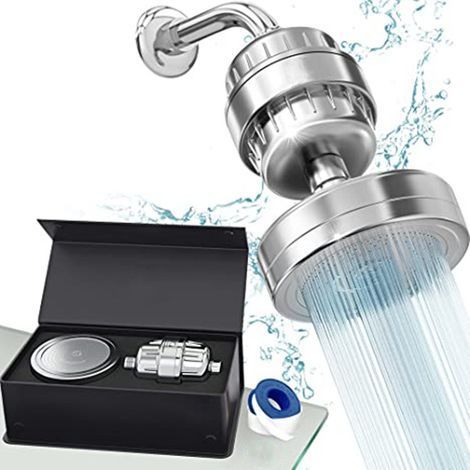 Ensemble de pommeau de douche à filtration de luxe Le filtre de douche à eau dure en 20 étapes élimine le chlore et les substances nocives - Filtre de pommeau de douche à haut rendement (1/5)