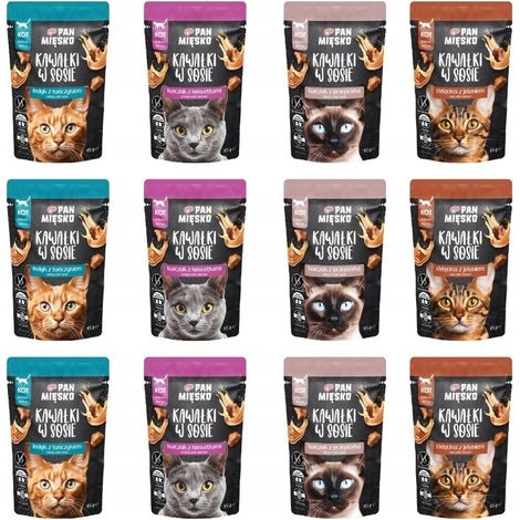 CIBO UMIDO PER GATTI IN PADELLA, PEZZI IN SALSA, MISTO DI GUSTI, 12x85G