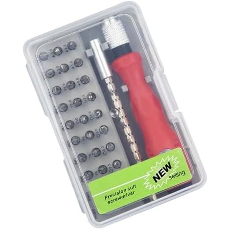 Mini jeu de tournevis Coffret d'outils de précision portable 32 en 1, jeu de tournevis de bijoutier - Pour téléphones portables, consoles de jeux, montres, lunettes, réparations automobiles et usage (1/5)