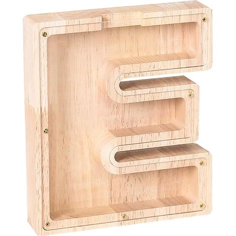 Tirelire bois forme lettre E, design élégant rangement décoratif personnalisé, parfait maison cadeaux (1/5)