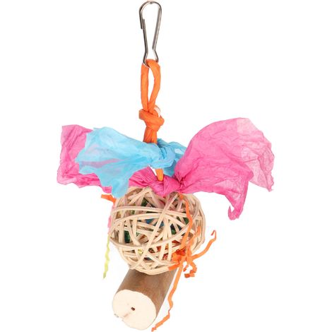 Jouets à mâcher pour oiseaux, perroquet, jouet de déchiquetage, boule de rotin suspendue et bâton en bois Sola pour perroquet calopsitte (1/5)