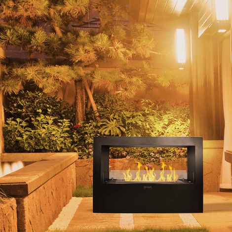 Dmora - Chimenea de bioetanol Dspedalier, Chimenea ecológica, Hogar sin humo, Calefactor de etanol, Made in Italy, 30x100 h70 cm, Negro (1/4)