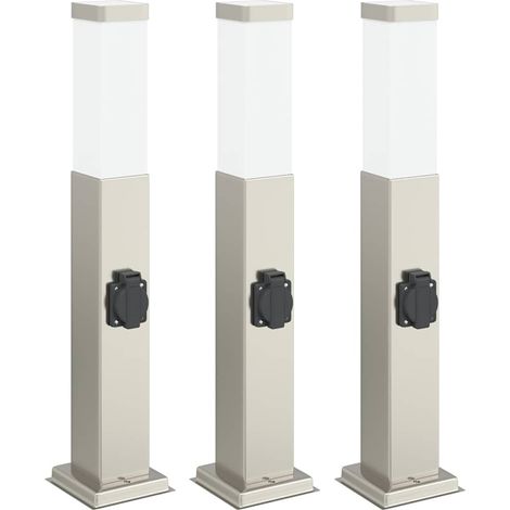Bornes lumineuses avec sortie lot de 3 50 cm acier inoxydable IP44 vidaXL (1/5)