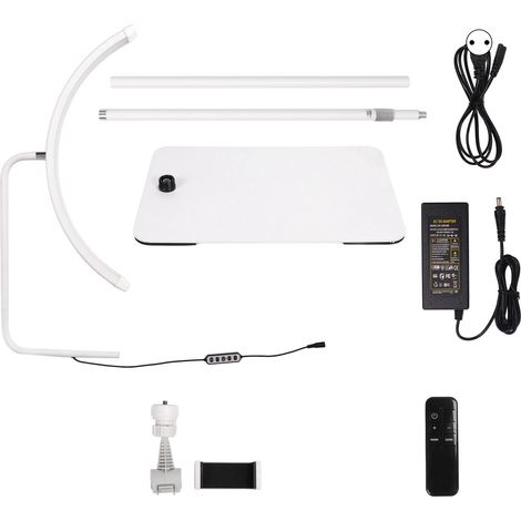 Lampe LED semi-lunaire 22 pouces 36W, 120 puces lumineuses, température 3200K-5600K, base stable amovible, tête rotative, pour salon de beauté, 100-240V. (1/5)