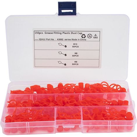 150pcs Bouchon de Graisseur, M6 M8 M10 Graisse Bouchons Anti-Poussière Bouchon à Vis de Purge de Frein Graisseur Mamelon Kit avec Boîte de Rangement pour l'huile Gun Zerk Montage Accessoires Auto (1/5)