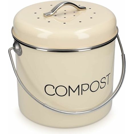 Composteur en acier inoxydable pour cuisine avec filtre à charbon inclus - Composteur en acier inoxydable pour cuisine avec filtre à charbon inclus (1/5)
