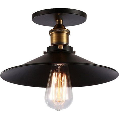 ZOLGINAH Lámpara de Techo Industrial Retro E27 36cm Lámpara de Araña Colgante de Techo Negra (1/5)