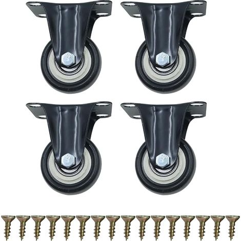 4 Roulettes Fixes De 2 Pouces, Roulettes En Caoutchouc Silencieuses Pour Le Déplacement Des Armoires De Chariot De Meubles (1/5)