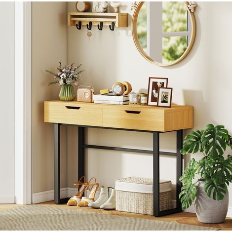 Konsolentisch mit 2 Schubladen schmal Holz Metall OKMYHOME (1/5)