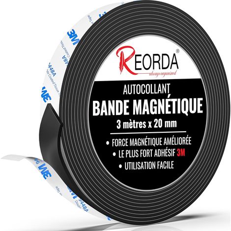 Bande Magnétique Puissante - Aimant Autocollant avec Adhésif Puissant - avec Force Magnétique Optimisée, Scotch Aimanté (1/5)