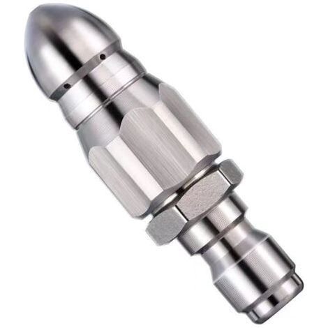 Ugello di pulizia ad alta pressione in acciaio inox per disostruire gli scarichi, per idropulitrici, ugello a getto/razzo (per tubo flessibile da 1/4") (1/5)