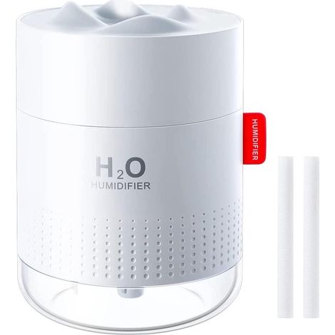 Luftbefeuchter 500ml, Luftbefeuchter Zimmer Ultra Silent, Tragbarer Luftreiniger, mit LED-Nachtlicht, Weiß (1/5)