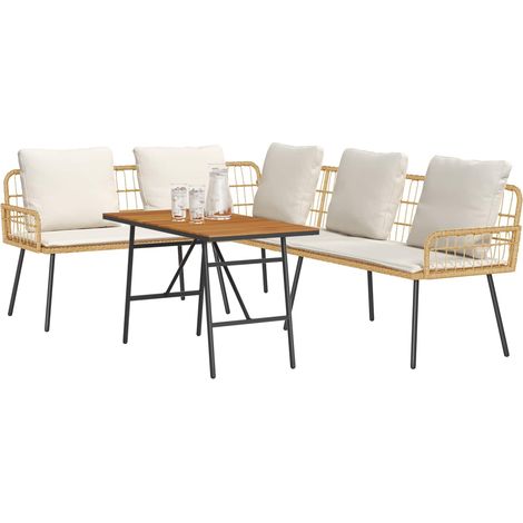 Set Divano da Giardino 2 pz  Salotto da Giardino Beige polyrattan (1/5)