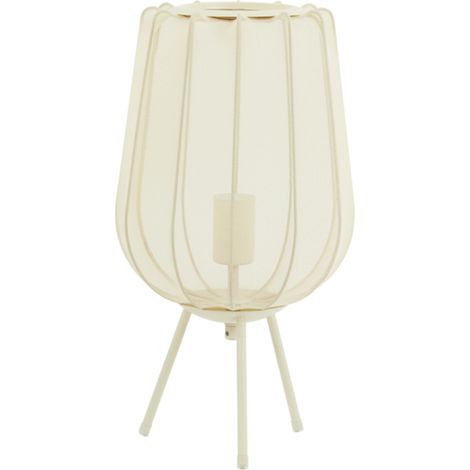 Lampe de table - beige blanc - PLUMERIA - polyester - E27 - (1/5)