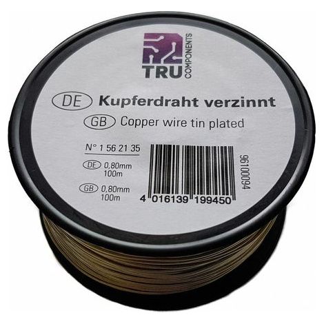 Fil de cuivre TRU COMPONENTS 1515012/30 1562138 Ø extérieur (sans vernis isolant): 1.20 mm 30 m (1/2)