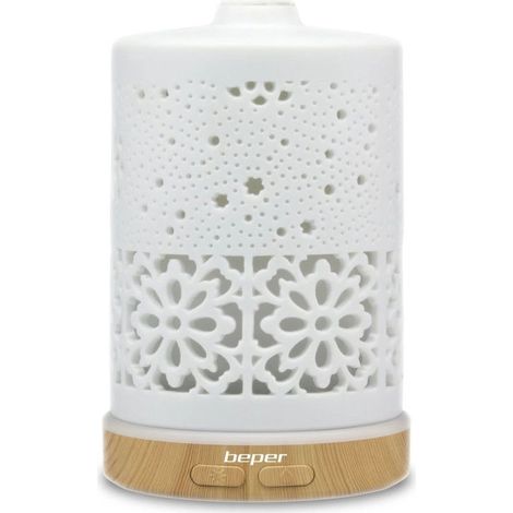 BEPER 70.404 Diffusore di Essenze in Ceramica, Nebulizzatore a Ultrasuoni, Luce Led di 7 Colori, Tasto per la Fuoriuscita del Vapore (1/4)