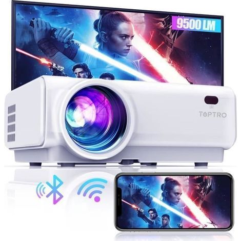 Vidéoprojecteur WiFi, TOPTRO TR21 6000 Lumens Bluetooth Mini Projecteur Full HD 1080P Rétroprojecteur Home Cinéma.BAZARLAND30