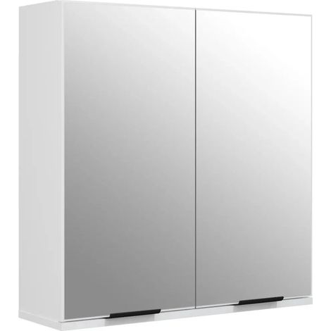 Armario con espejo moderno elegante baño almacenamiento práctico 64 x 20 x 67 cm de madera blanca 020047992 (1/5)