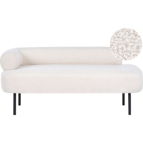 Chaise longue con tapizado de poliéster y patas metálicas izquierdo blanco crema Mirmande (1/5)