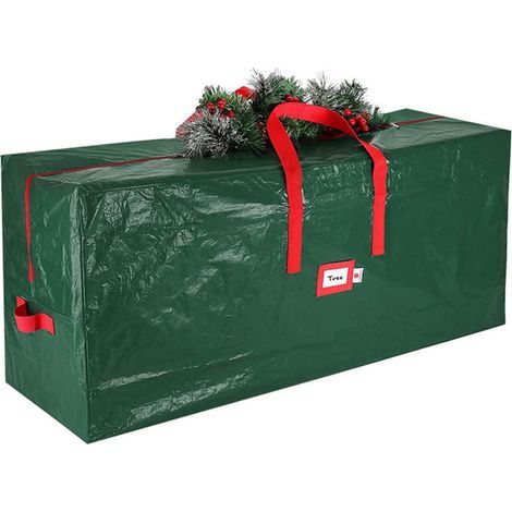 Sac Rangement pour Sapin De Noël Artificiel - Grand Sac De Rangement Noël avec Poignées Renforcées (120x28x43cm, Vert) (1/5)