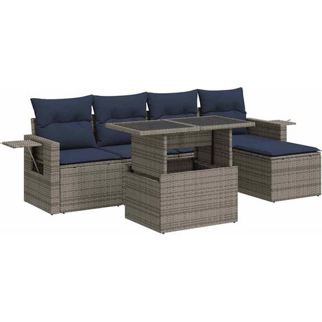 Maison Exclusive - Set sofás jardín y cojines 6 pzas ratán sintét (1/5)