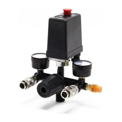 Régulateur de pression avec pressostat ¼ – Affichage 0 à 12 bar – Tension 240V – Pression max 8 bar – 2 afficheurs manomètres (1/4)