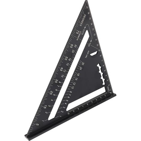 Rapporteur d'angle triangulaire de toiture en alliage d'aluminium métrique 7 pouces, finition oxydation noire (métrique) (1/5)