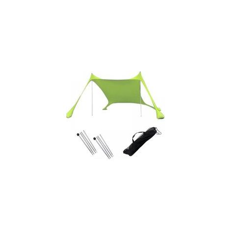 Tente de plage pliable avec 2 poteaux et 1 sac de transport, idéale pour la plage, le camping et les activités de plein air (verte), 200 x 210 x 150 cm (1/5)