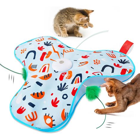 Tapis Jeu Chat - Tapis Cachette avec Spring Mobile Automatique - 3 Modes de Jeu - Son Réaliste Souris - Rechargeable USB - Pour Chats Adultes et Chatons (1/5)