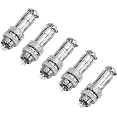 Lot de 5 connecteurs GX12 4 broches mâle/femelle pour panneau métallique, type prise aviation.