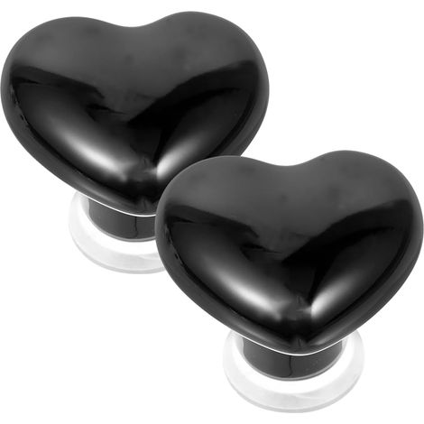 Set mit 2 herzförmigen Toilettenspülknöpfen, kreatives Keramik-Toilettenzubehör, Spülknopf für den Spülkasten, Nagelschutz (1/5)