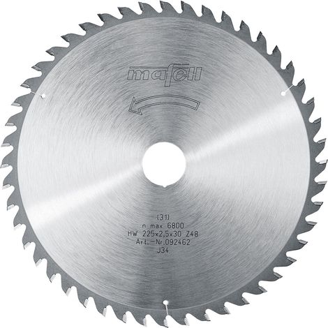mafell Lame de scie circulaire carbure 225 x 1,8/2,5 x 30 mm, Z 48, WZ, pour coupes fines - 92462