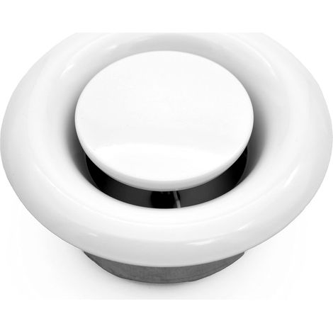 Vanne d'évacuation ronde Ø 80 mm - Acier blanc - Diffuseur réglable HVAC - Pour sauna maison garage - Diamètre 80 mm (1/5)