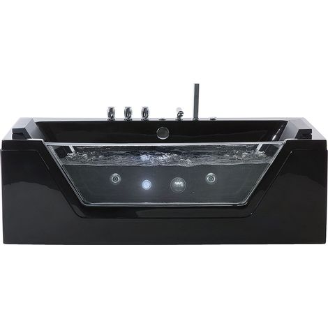 Bañera de hidromasaje negra plata con LED de acrílico sanitario y vidrio individual 174 x 79 cm Samana