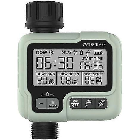Minuteur d'arrosage de jardin, programmateur d'arrosage extérieur avec 3 modes (délai pluie/automatique/manuel), système de minuterie d'irrigation numérique étanche. (1/5)