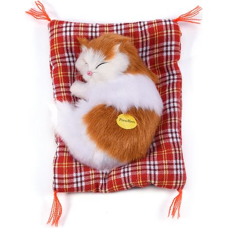 Peluche Chat Simulant un Enfant Endormi avec Son - Décoration Maison (Jaune et Blanc) (1/5)