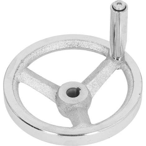 Volante de 3 radios con manivela giratoria, volante redondo de hierro fundido para torno, fresadora, rectificadora, 12x125 mm (1/5)