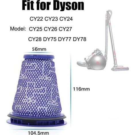 3-teiliger Ersatzfilter für Big Ball Aspirator CY18 bis CY28 DY75 DY77 DY78 Modell 967371-01 (1/3)