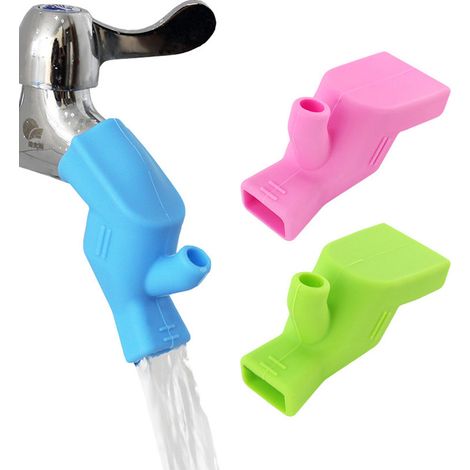 Lot de 3 rallonges de robinet pour enfants, en silicone de qualité alimentaire, pour le lavage des mains et du visage dans la salle de bain et la cuisine. (1/5)