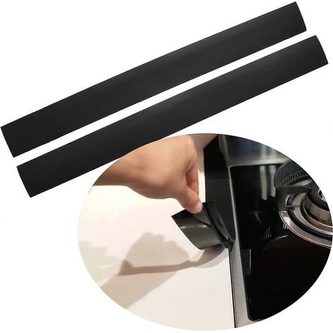 Joint d'étanchéité en silicone Wabjtam pour comptoir de cuisine, 63,5 cm de long, pour éviter les débordements entre les appareils électroménagers, lot de 2 (noir) (1/5)