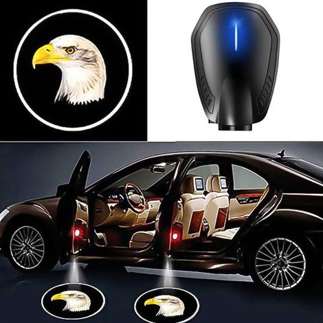 (1 pièce - B) Lampe de bienvenue LED sans fil rechargeable par USB pour portière de voiture, projecteur laser avec logo, éclairage à induction automatique, éclairage décoratif universel pour portière (1/4)