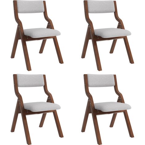 Set di 4 sedie da pranzo pieghevoli 40x43x81 cm, sedie da cucina in tessuto di lino, stile scandinavo minimalista, legno grigio