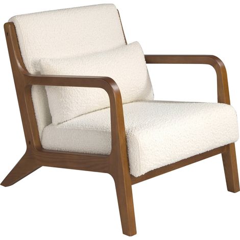 Fauteuil design Angel Cerda en tissu bouclé blanc - Blanc bouclé (1/5)