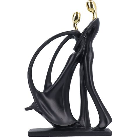 Couple Dancing Statue Lover Art Figurine Ornament Resin Decoration Sculpture for TV Cabinet Bookshelf Desk Gold Waist Hugging 25.6x15.8cm (1/5)