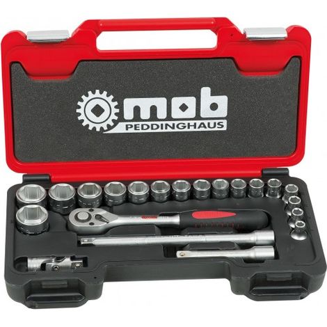 Coffret de douilles 6 pans 1/2" avec cliquet poire BOX MEDIUM - 21 pièces - MOB (1/5)